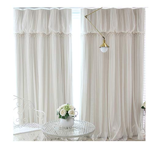 姫系カーテン 遮光 カーテン 姫 二重カーテン レース おしゃれ インテリア タッセル付き フリルカーテン レースつき 掃き出し窓 腰窓 出窓用 女子 可愛い 寝室 客間 遮熱 断熱 1枚組 2枚組 アジャスターフック付き オーダー可能 OSONA (幅125CM*丈210CM *1枚入り片開き、 ベージュ)